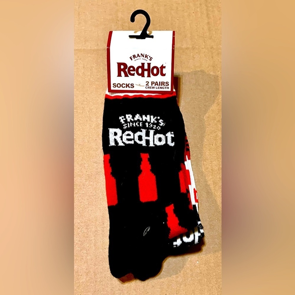 NWT Frank's RedHot Sauce Crew Socks | 2 Pair Pack | Men's Size 8-12 Foodie Gift